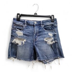 American Eagle Next Level Stretch Distressed Denim Hi-Rise Shortie Size 4